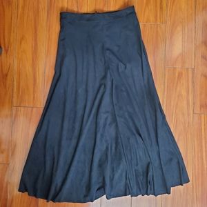 Zara black faux suede midi skirt